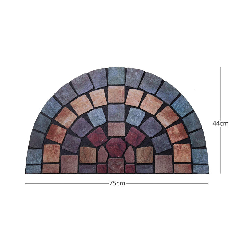 Allmon Eco-Friendly Scrape W44 x L75 cm Non-Slip Indoor/Outdoor Door Mat, Blue Border