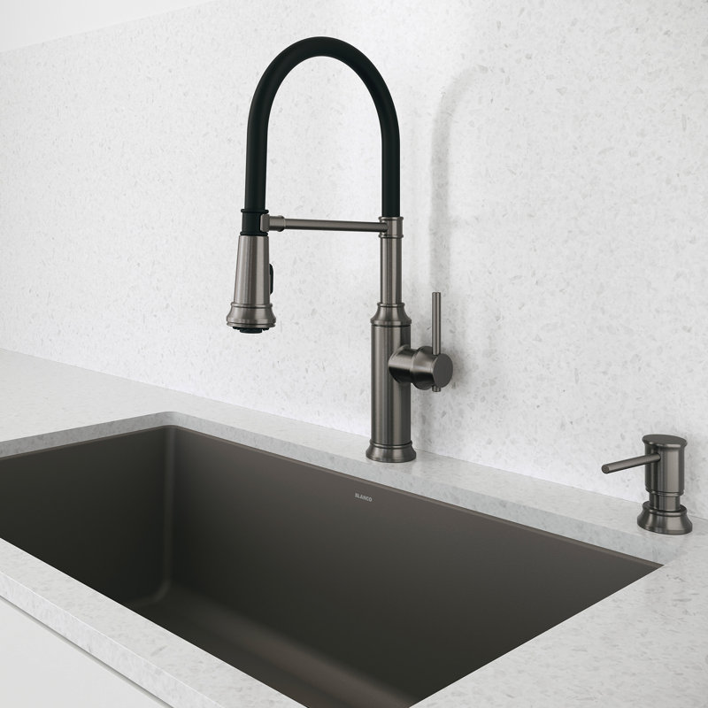 Empressa Semi-Pro Pull-Down Dual-Spray Kitchen Faucet, Satin Dark Steel