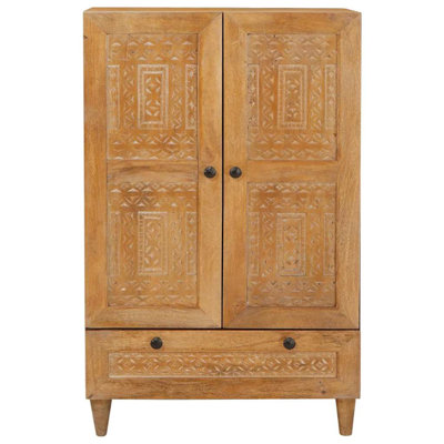 Highboard with Drawer with Shelf with Storage Solid mango wood Modern