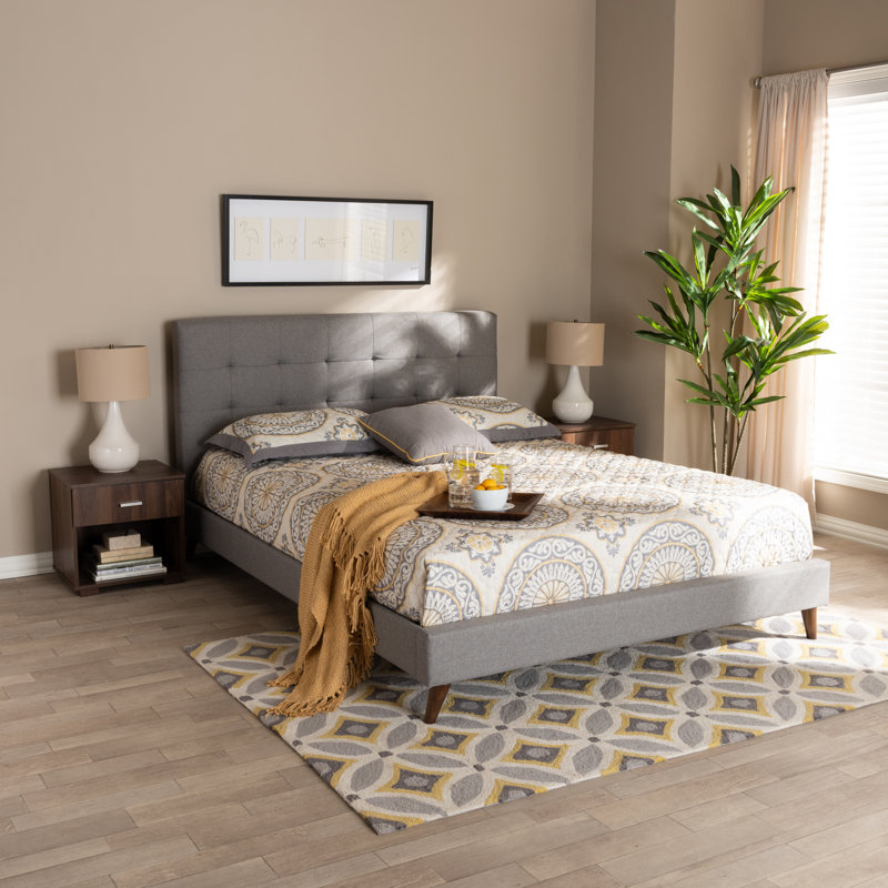 Ensemble de chambre avec lit plateforme 3 pièces Chaydenn, Grand, Gris clair
