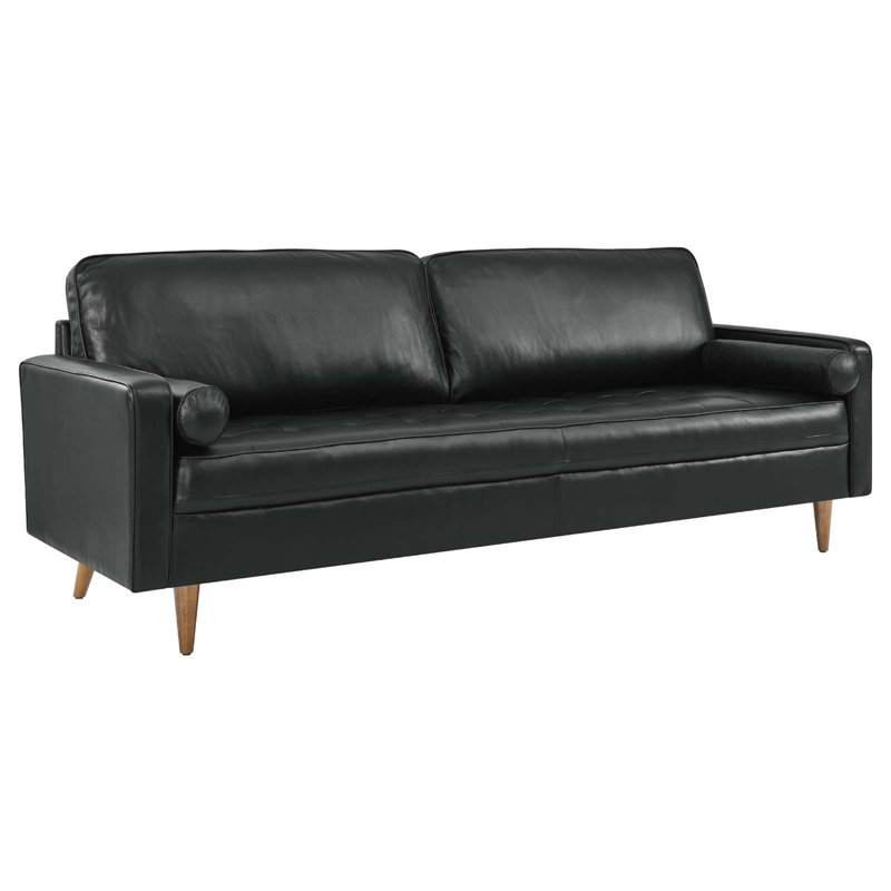 Modway Valour 88" Leather Sofa, Black Faux Leather