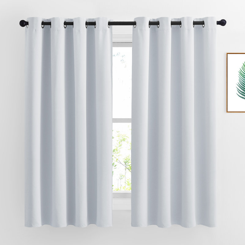 Blackout Curtains for Bedroom/Living Room Parkview Room Darkening Grommet Modern Drapes, 55" W x 68" L, Greyish White