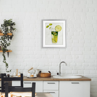 Summer Cocktail Lime Mint Framed Print Under Glass, design by Lorenzo Collective