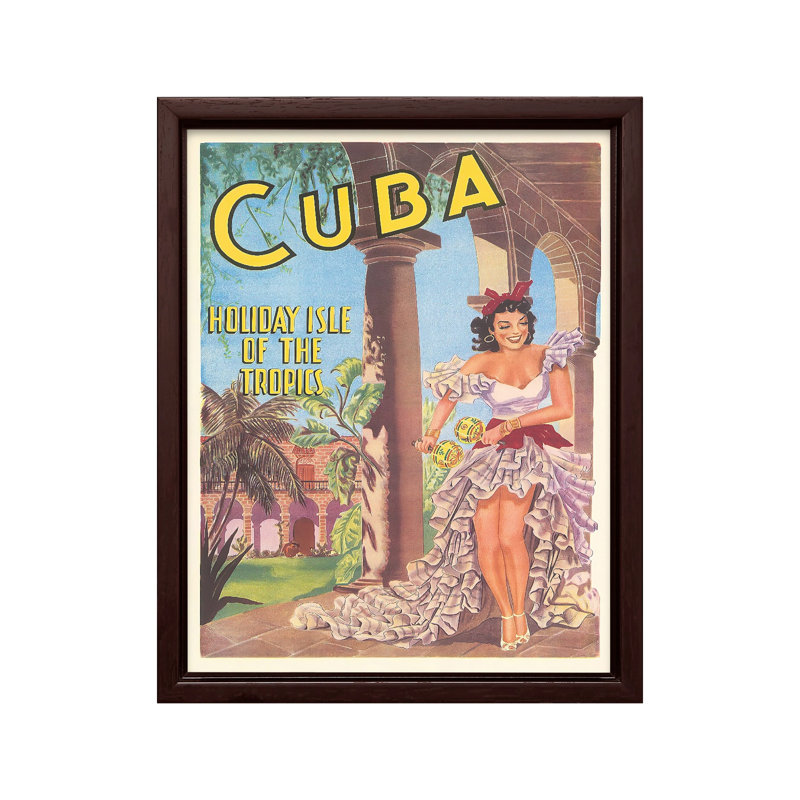 Cuba, île des tropiques, Affiche, H 24 po x l 32 po, Encadrement brun