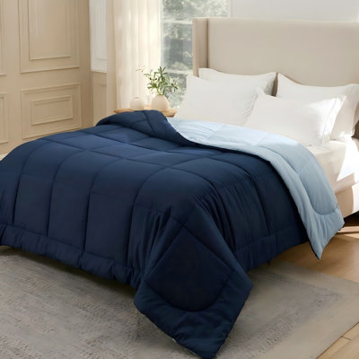 Bedsure Full Color Block Quilted Duvet Insert – Navy Blue & Blue, Down Alternative, All-Season