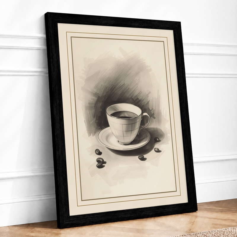 Cup In Repose Minimalist - Print, Black, A4 - 29.7 x 21.0 cm