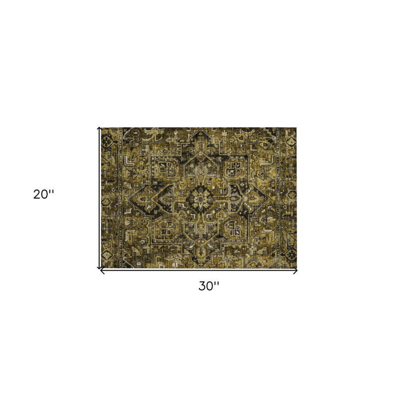 2' X 3' Coffee and Gray Oriental Washable Non Skid Indoor Outdoor Area Rug