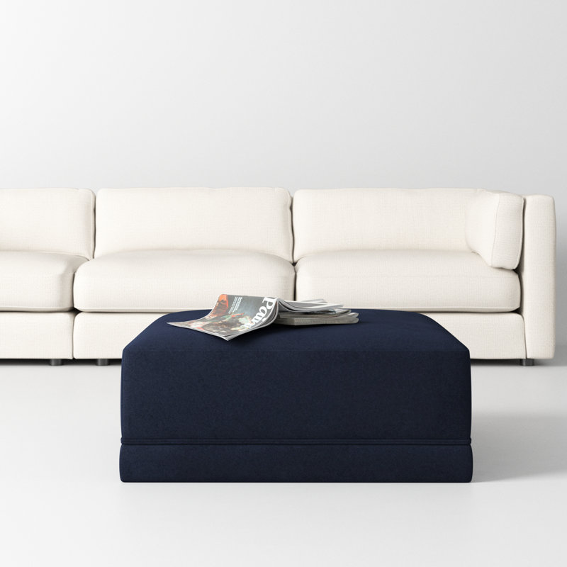 Deirdre Velvet Ottoman, Gray Velvet