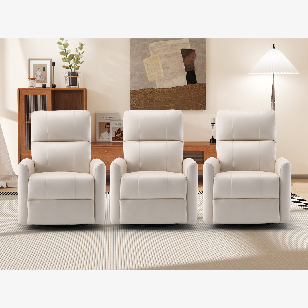 Radian 30.7" Wide Classic Refined Glider and Swivel Manual Reclining Home Theatre Seating (Set of 3) Latitude Run® Upholstery 