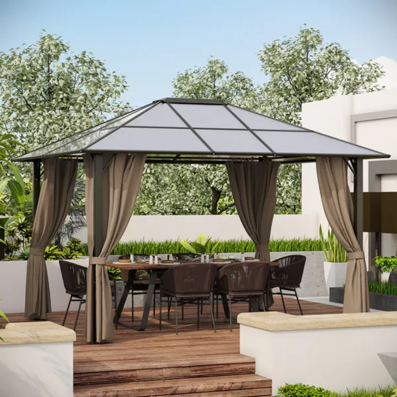 Ensemble de rideaux de jardin à panneaux latéraux 9,84 pi x 11,8 po Brown (seulement)