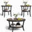 31.5" Rustic Industrial Round Coffee Table With 2-Tier Storage Shelf And Curved Metal Legs
