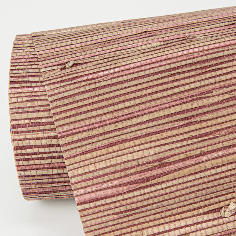 Loom Abstract Grass Cloth Wallpaper Roll, Red