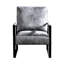 Fauteuil gris moderne du milieu du siècle avec coussin épais et microfibre à pois, structure métallique carrée pour bureau, fauteuil d'appoint en microfibre ouvert, style chambre