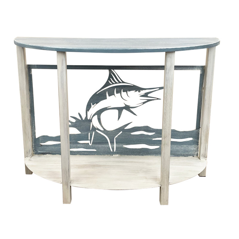 IRON ROUNDED SOFA TABLE WITH SAILFISH ACCENT