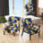 Abstract Pattern With Blue & Golden Textures IX - Upholstered Contemporary Slipper Chair, Geometric Abstract Accent Chair
