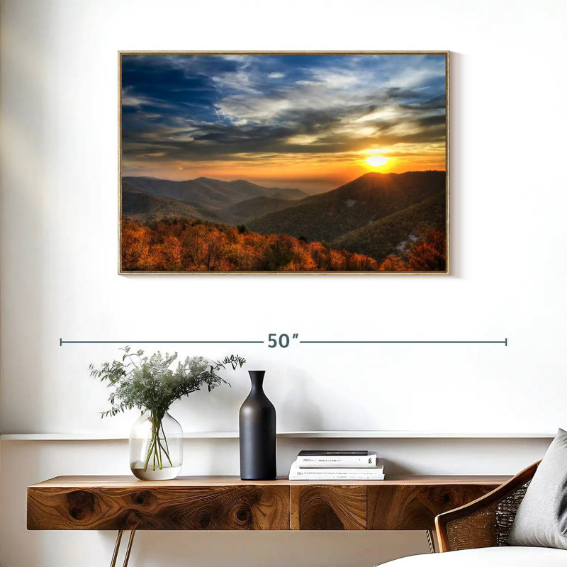 Shenandoah Sundown, Cadre flottant en bois naturel, 37 po x 25 po