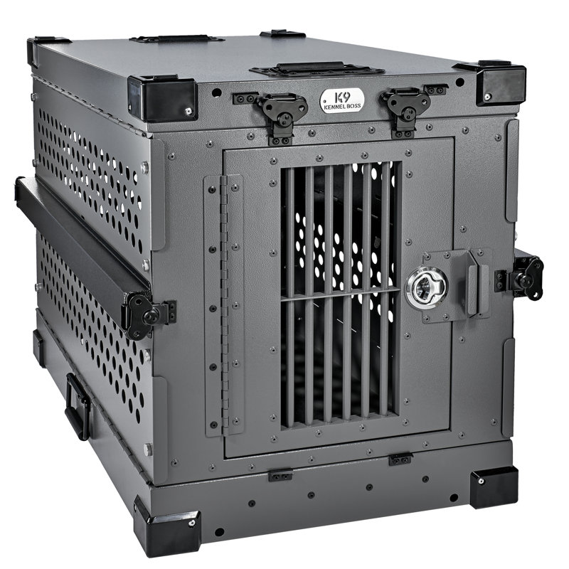 Large Airline Approved Black and Gray Aluminum Dog Crate