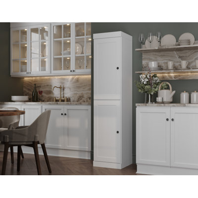 100% Solid Wood Pantry Cabinet, Shaker Doors, Adjustable Shelves, 16.5" Wide, 71.5" Tall by Darby Home Co