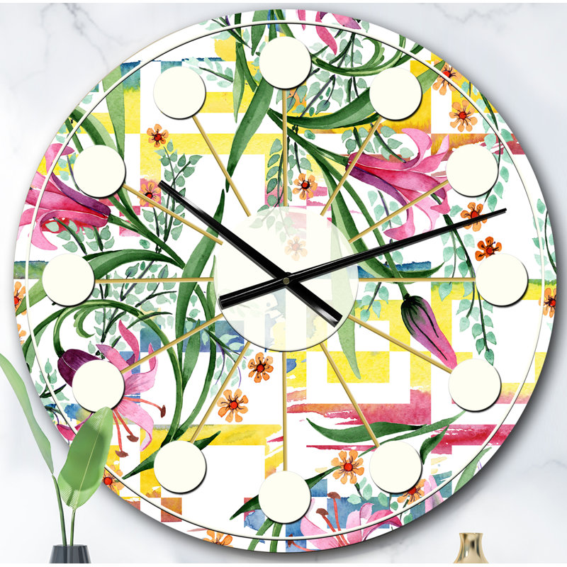 Horloge murale Floral Botanical Retro, Surdimensionné