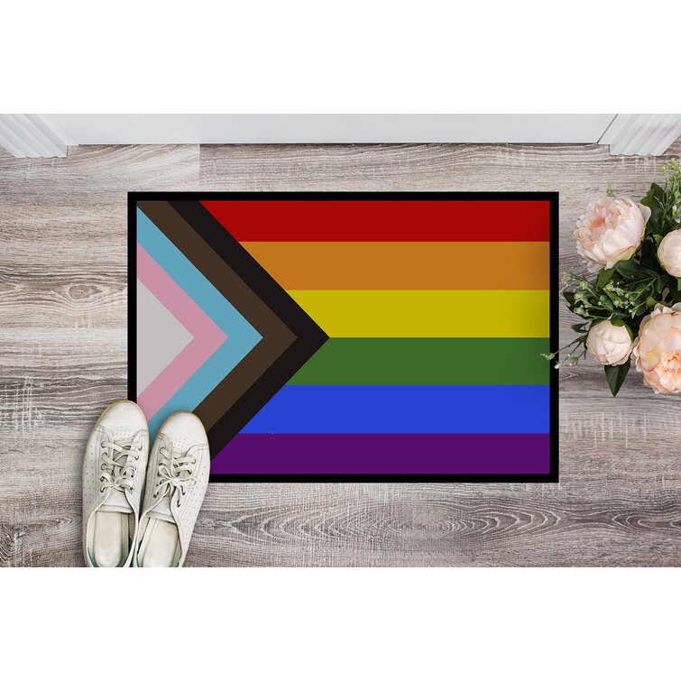 Pride Heart Rainbow Outdoor Door Mat