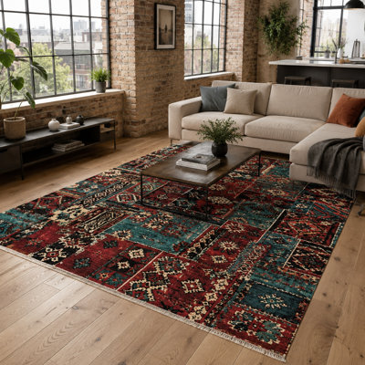 Geometric Cotton and Chenille Flatweave Area Rug