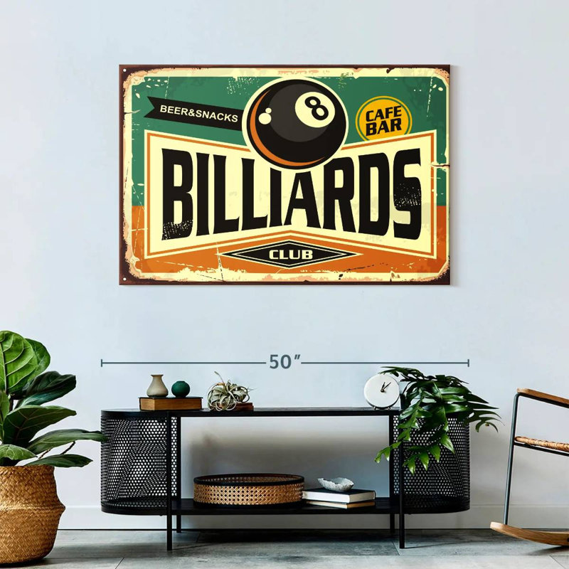 «Billiards Club», reproduction sur toile, H 30 po x l 45 po x P 1,25 po