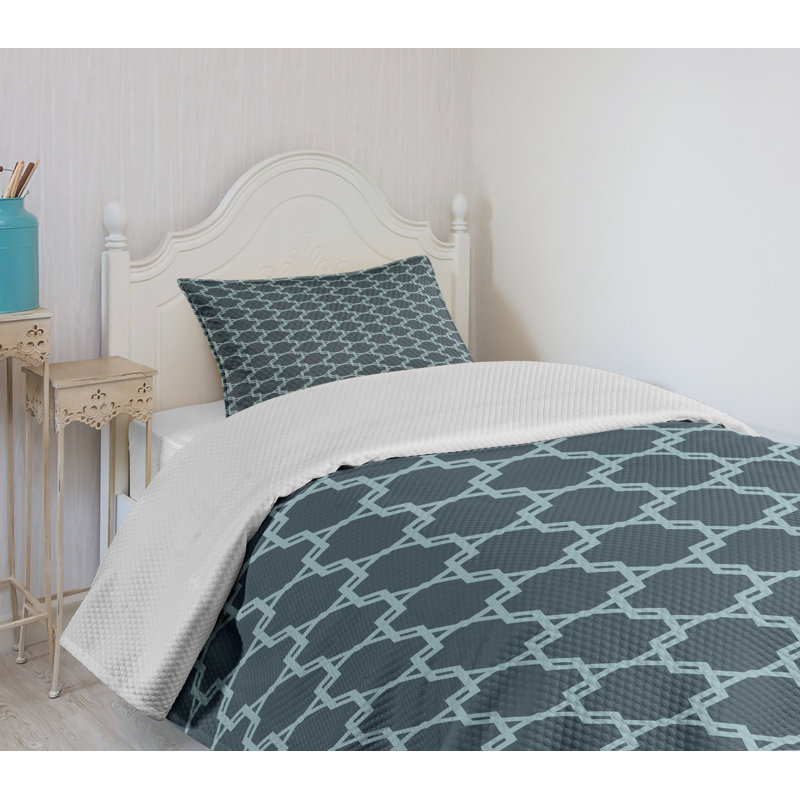 Twin Blue Quilted Bedspread Set with Pillow Sham