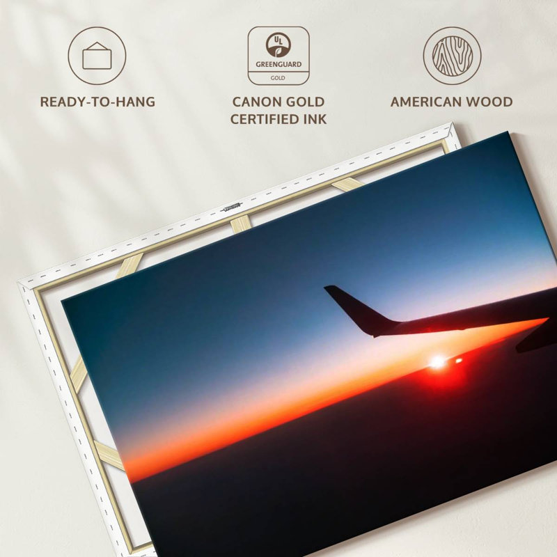Coucher de soleil sur une aile d'avion Alvord, H 8 po x l 12 po