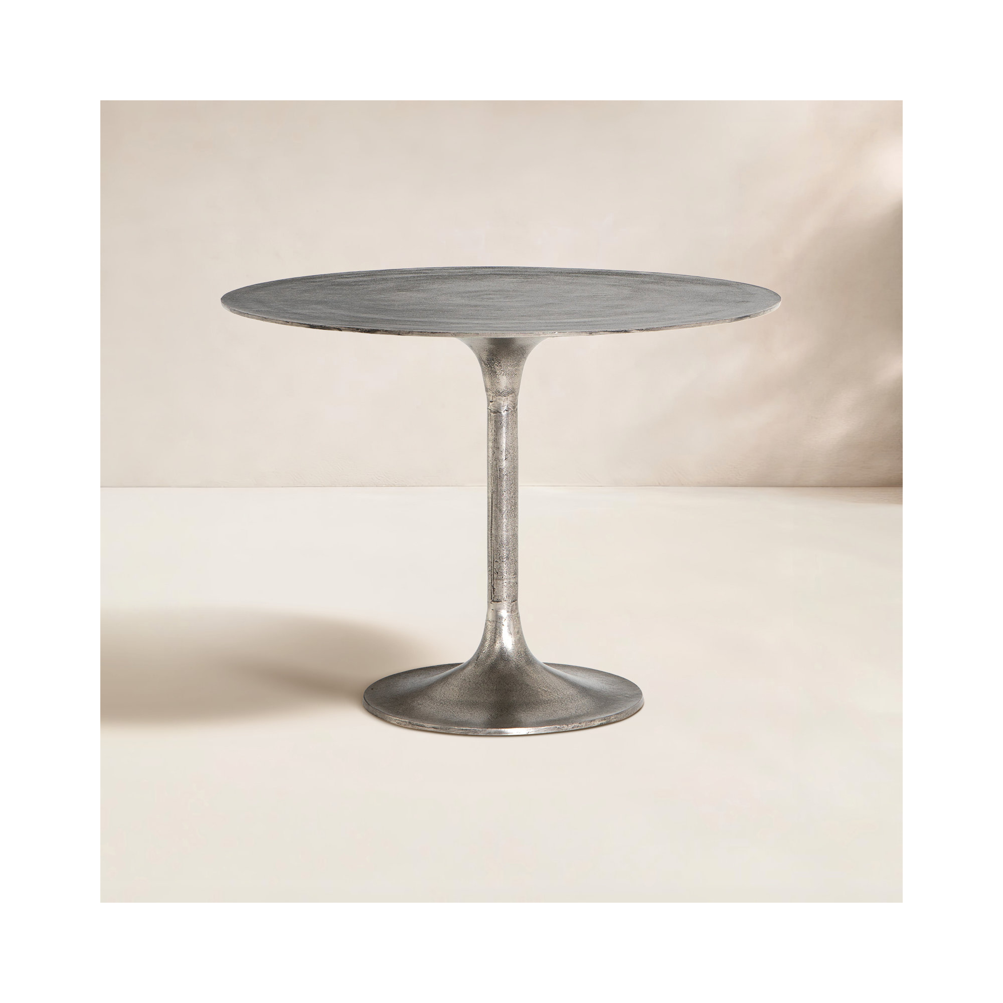 42'' Metal Outdoor Bistro Table, Raw Antique Nickel