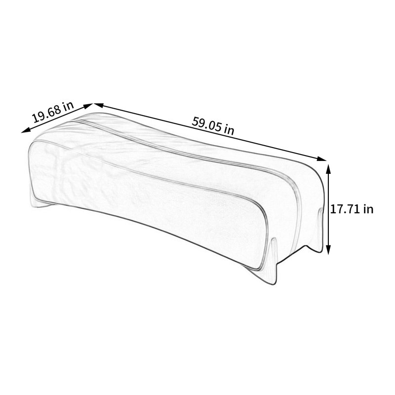 Banc de rangement Shontaya, Gris, H 17,71 po x l 59,05 po x P 19,68 po