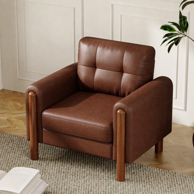 Fauteuil 35 po Mid-Century, Brown