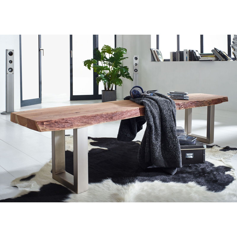 Freeform Upholstered Bench, 45cm H x 160cm W x 69cm D, Natural Stone