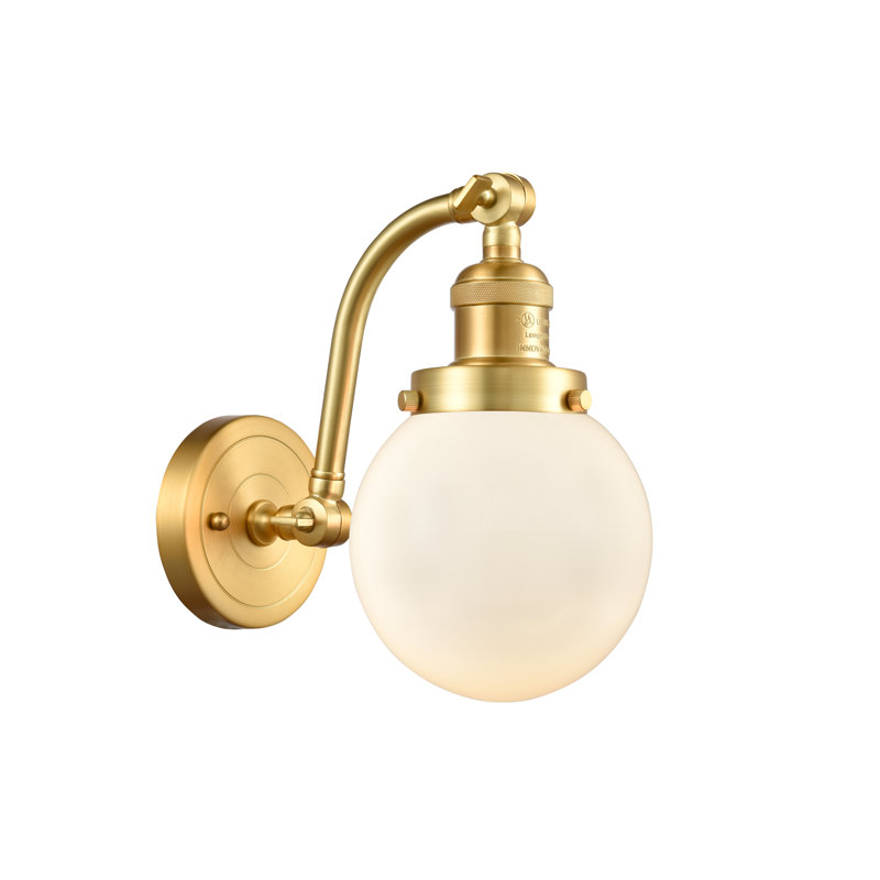 Clementina Armed Sconce, Matte White Cased, Incandescent, Satin Gold