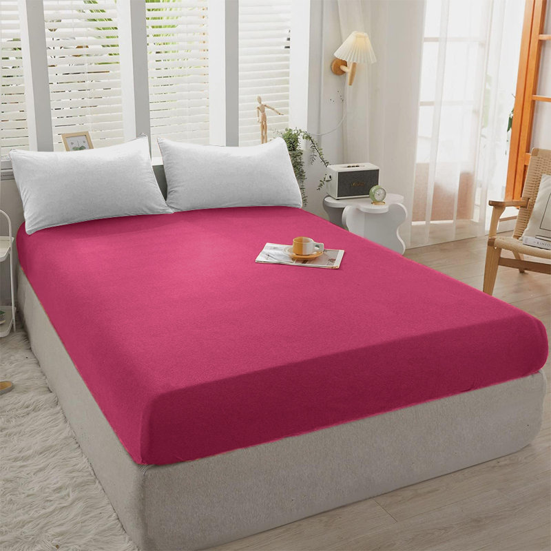 Cotton Blend 30cm Deep Pocket Jersey Fitted Sheet, Double (4'6), Pink