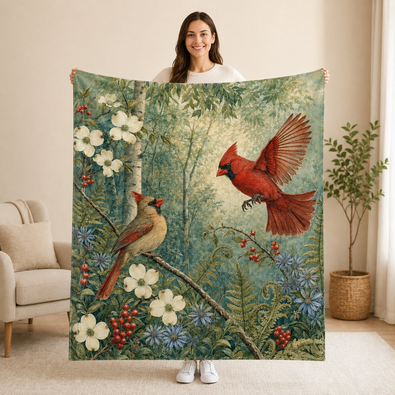 Jeté Woodland Cardinal, 50" L x 40" W