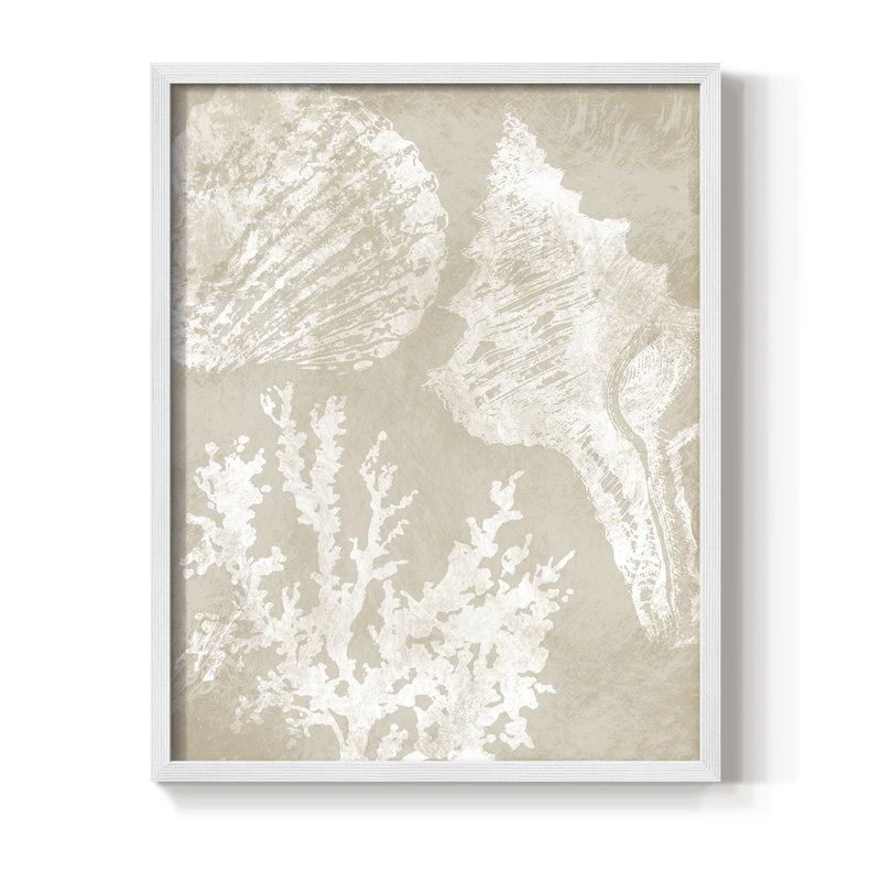 Neutre Coral II, reproduction encadrée - bois massif, H 21 po x l 17 po, Blanc