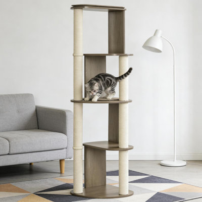 Condos et arbres à chat peu encombrants, brun muscade, style moderne pour les petits espaces