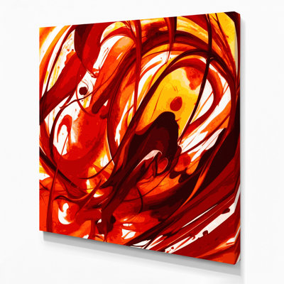 Aquarelle abstraite, art mural sur toile rouge 8