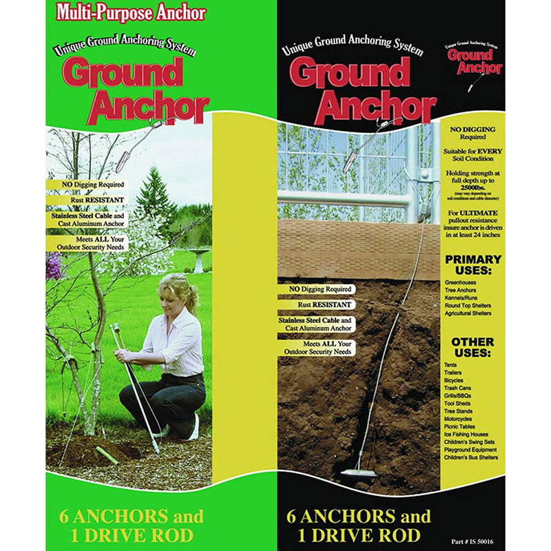 Stainless Steel and Aluminum 6-Piece Ground Anchor Kit