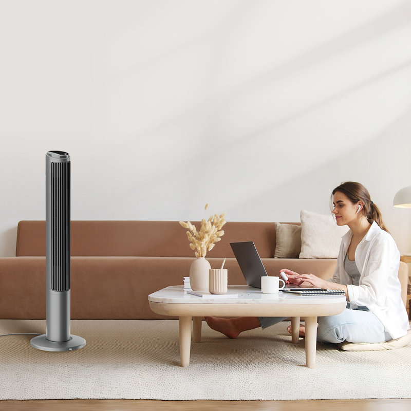 Ventilateur sur pied Tower Fan avec télécommande, Gris