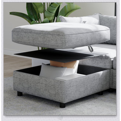 Causeuse modulaire avec méridienne, design moderne Mid-Century, rangement intégré pour les petits espaces et une utilisation polyvalente
