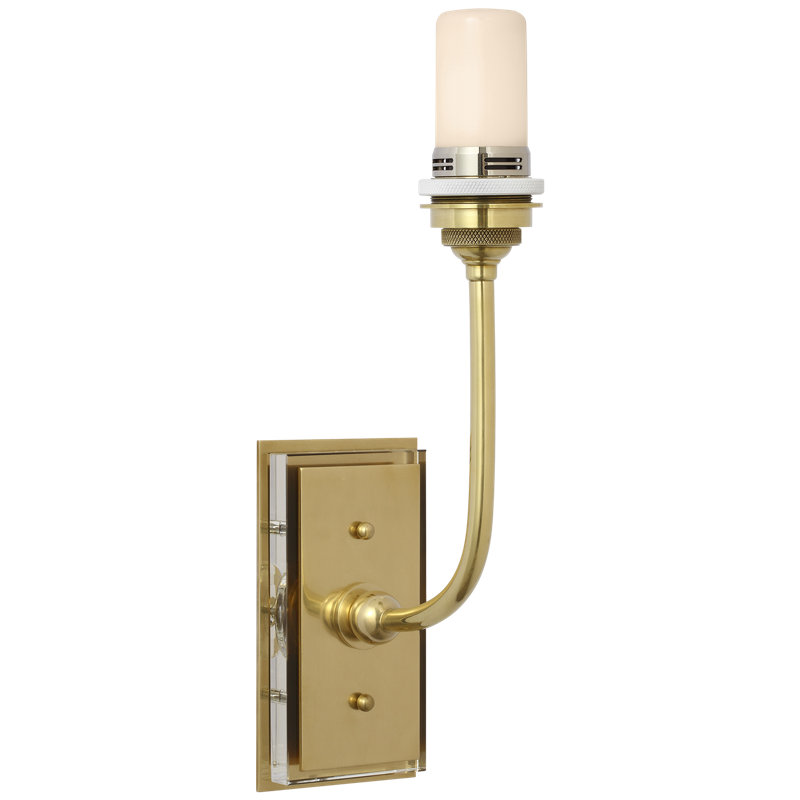Thomas O'Brien Hulton 17" Cordless Single Sconce with Glass Shade, Hand-Rubbed Antique Brass
