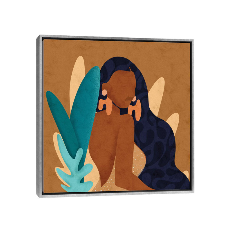 "In Bloom Square" par Reyna Noriega-impression d’art graphique, H 18 po x l 18 po x 1,5 po, Toile avec cadre argenté