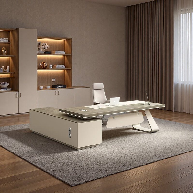Bureau de fabrication en bois d'ingénierie durable, H 29,53 po x l 86,61 po x P 70,87 po
