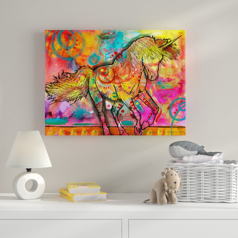 « licorne », impression, H 14 po x l 19 po x p 2 po, Sans mat, Toile tendue