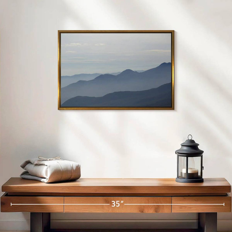 Foggy Mountain Range, 19" X 13", Floating Frame Gold