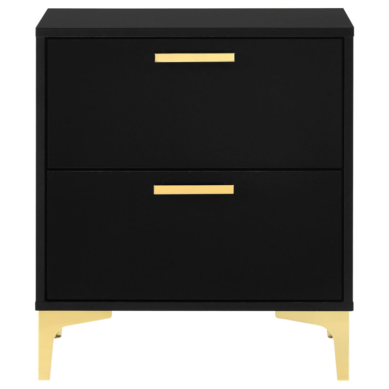 Table de chevet 2 en noir et or - Optimisez l'espace de votre chambre à coucher avec un décor spacieux, Noir