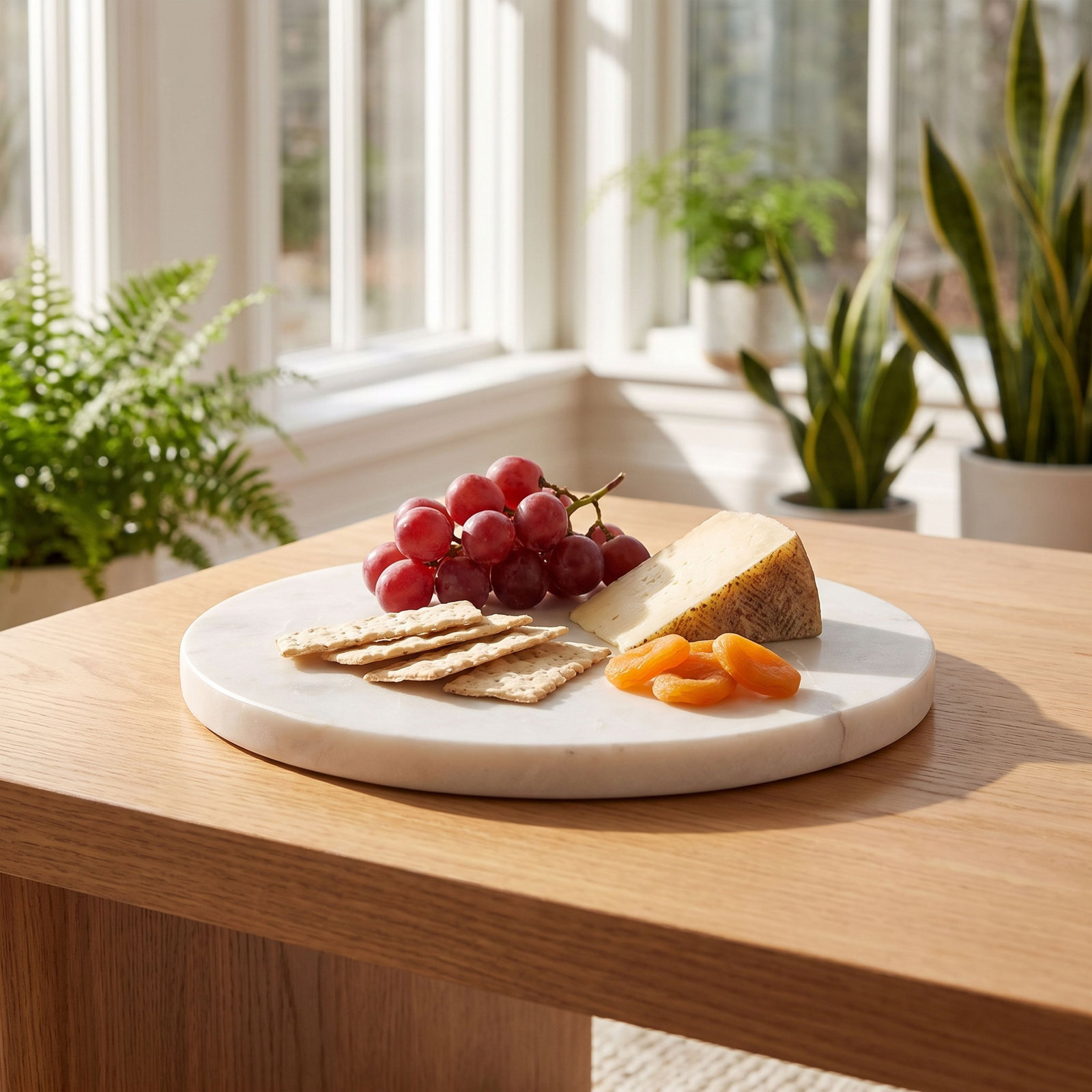 Keane Round Marble Cheese Board, 0.5" H x 8" W x 8" D, White