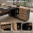L-Shaped Executive Desk with Sliding Cabinet Doors, Power Outlet Panel and Front Apron, File Storage Shelves, Modern Large Computer Desk for Home Office-932810724-938123336