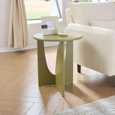 Round Side End Table – Wooden Accent Side Table with Compact Slim Design for Living Room, Bedroom, or Office